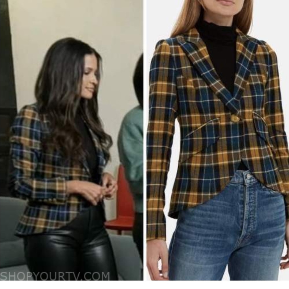 Smythe Checkered Blazer in Blue and Gold